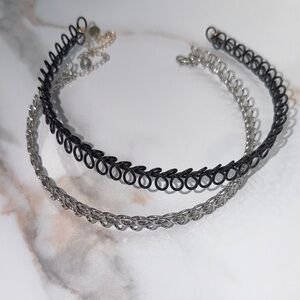 Claire's Black and Silver Choker Necklace Set